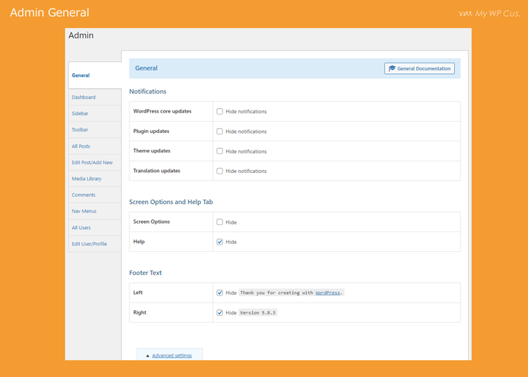 My-WP-Customize-Admin-Frontend