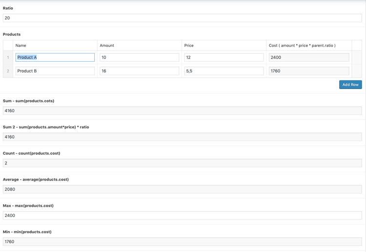 Calculated fields for ACF