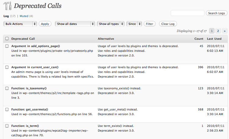 Log Deprecated Notices