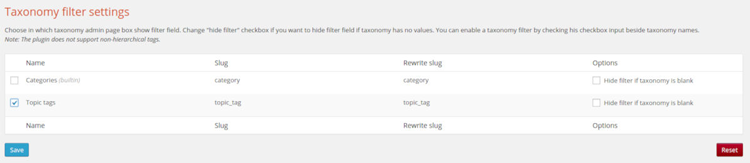 Taxonomy Filter