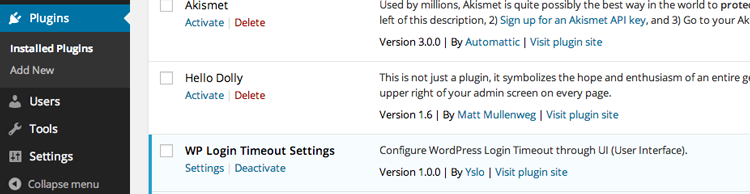 WP Login Timeout Settings