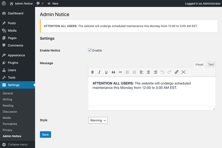 Admin-Notice