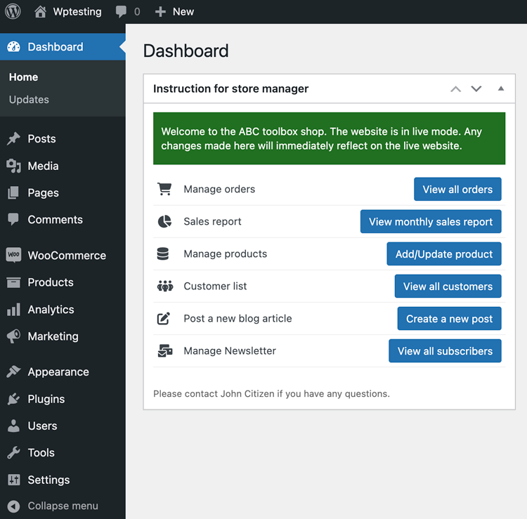 Dashboard-quick-links-widget
