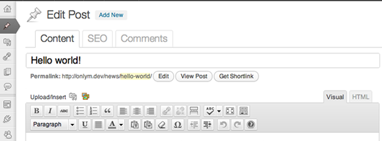 Tabify Edit Screen