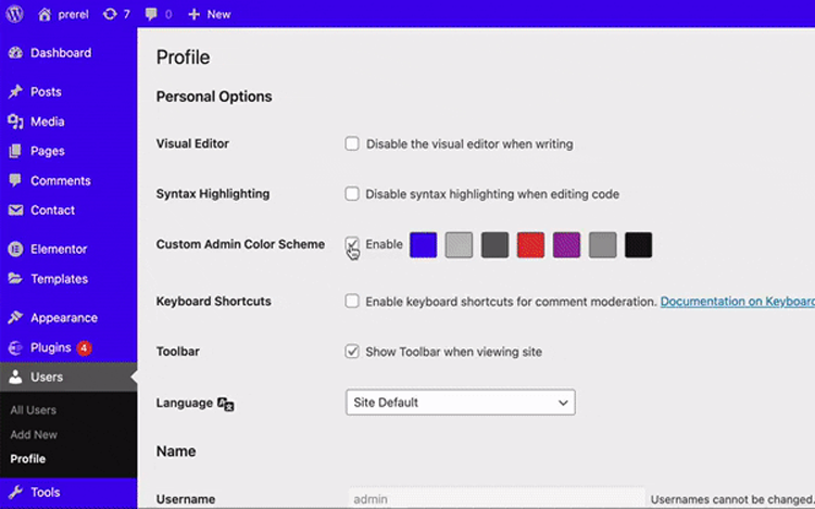 ACOS – Custom Admin Color Scheme