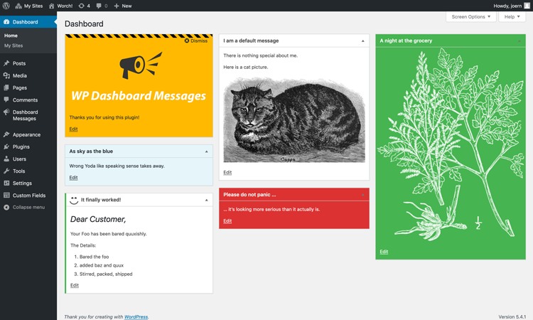 WP-Dashboard-Messages